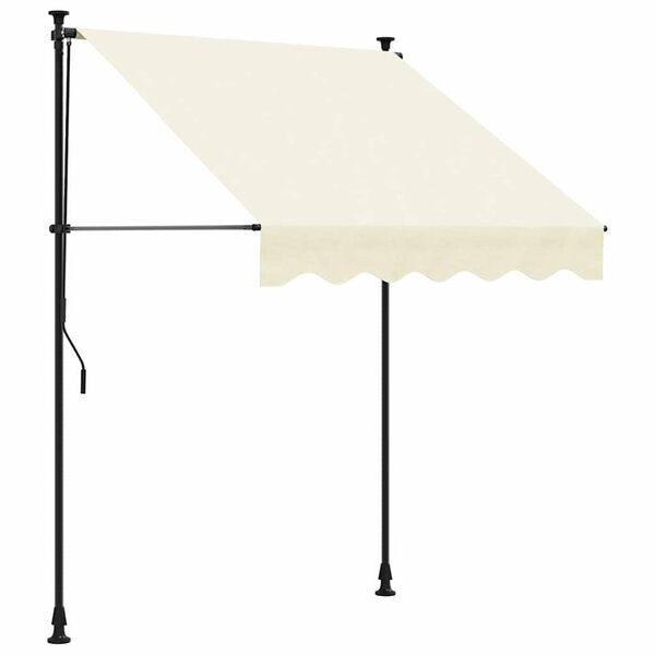 vidaXL Útdraganleg Markísa 200x115 cm Rjómahvítt Efni og Stál