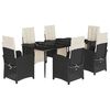 vidaXL 7 Hluta Gar&eth;bor&eth;stofusett me&eth; Sessum Svart P&oacute;l&yacute;rattan