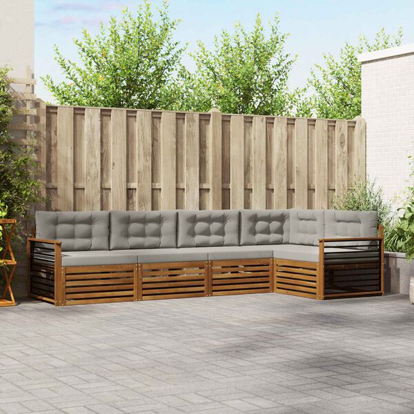 vidaXL &Uacute;ti s&oacute;fasett 5 pcs N&aacute;tt&uacute;rulegt og Lj&oacute;st Gr&aacute;tt Hrein akas&iacute;utr&eacute;