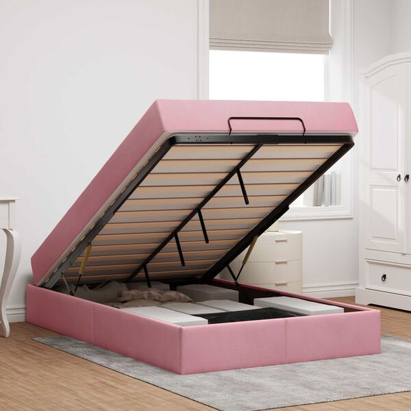 vidaXL R&uacute;mgrind me&eth; d&yacute;nu me&eth; d&yacute;nu 2 pcs Bleikur Flauel