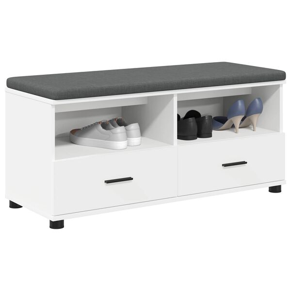 vidaXL Hallarbekk Hv&iacute;tt 100 x 38 x 46 cm Partikaleins og Polstrafat