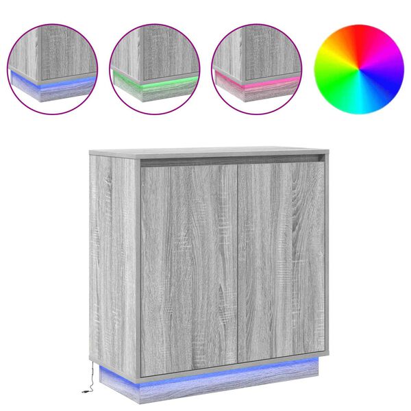 vidaXL LED Hli&eth;arsk&aacute;pur Gr&aacute;r Sonoma 71 x 34,5 x 75 cm Samsettur vi&eth;ur