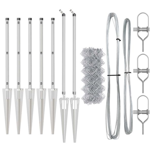 vidaXL Gir&eth;ingarp&oacute;stur Silfur 10 x 1 m (40 x 40 mm net) St&aacute;l