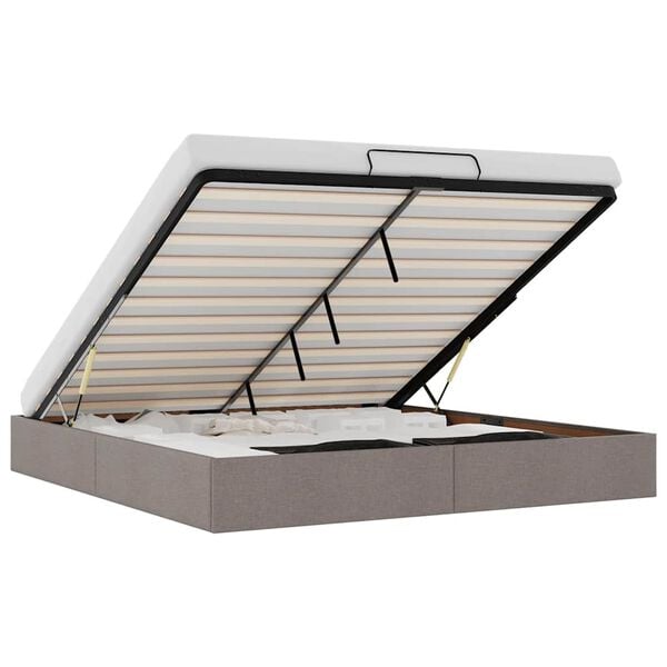 vidaXL Ottoman r&uacute;mgrind &aacute;n d&yacute;nu Taupe 180x200 cm Efni