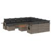 vidaXL 13 Hluta Gar&eth;s&oacute;fasett me&eth; Sessum Gr&aacute;r P&oacute;l&yacute;rattan