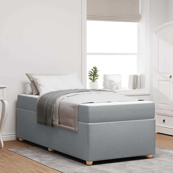 vidaXL Ramsvík með dýnu Ljósgrár 80 x 200 cm dúkur