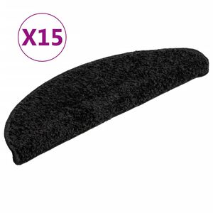 vidaXL Stigamottur 15 stk 56x17x3 cm svartar h&aacute;lfhringlaga