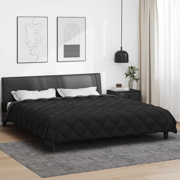 vidaXL Vetrar s&aelig;ng Svartur og Anthracite 200 x 200 cm M&iacute;kr&oacute;f&iacute;ber