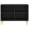vidaXL Sjónvarpsskápur með Gegnheila Viðarfætur Svartur 69,5x30x50 cm