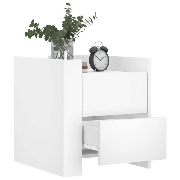 vidaXL Náttborð Hvítt 45x50x50 cm Samsettur Viður