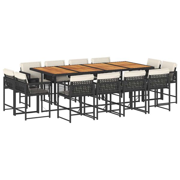 vidaXL 13 Parta Gar&eth;s&oacute;fasett me&eth; Sessum Svart P&oacute;l&yacute;rattan