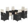 vidaXL 7 Hluta Gar&eth;bor&eth;stofusett me&eth; Sessum Svart P&oacute;l&yacute;rattan