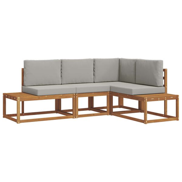 vidaXL &Uacute;ti s&oacute;fasett me&eth; p&uacute;&eth;i 4 Stykki N&aacute;tt&uacute;rulegt og Lj&oacute;st Gr&aacute;tt