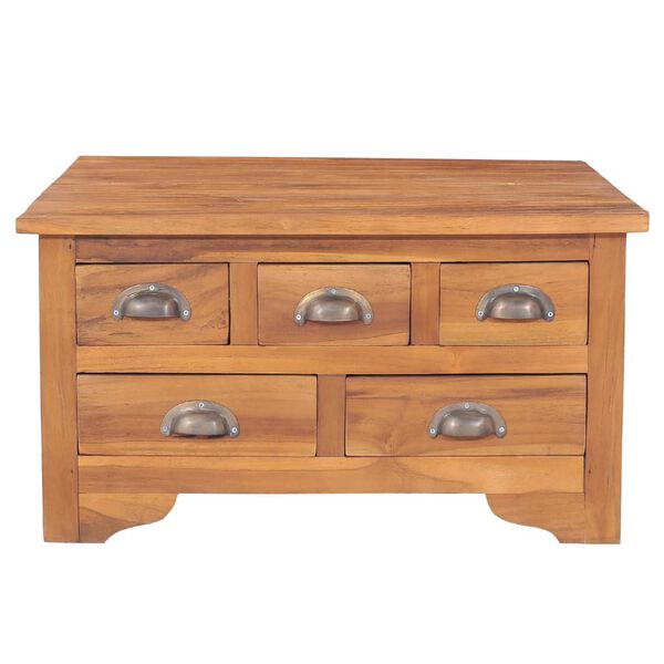 vidaXL S&oacute;fabor&eth; me&eth; Flipl&ouml;tu 65x64x35 cm Gegnheill Tekkvi&eth;ur