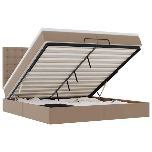 vidaXL Ottoman r&uacute;mgrind me&eth; d&yacute;num Cappucino 200x200cm gervi le&eth;ur