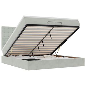 vidaXL Ottoman r&uacute;mgrind me&eth; d&yacute;num Lj&oacute;sgr&aacute;r 200x200cm Flauel