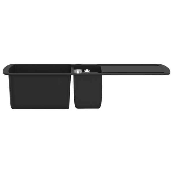 142946 vidaXL Granite Kitchen Sink Double Basin Black