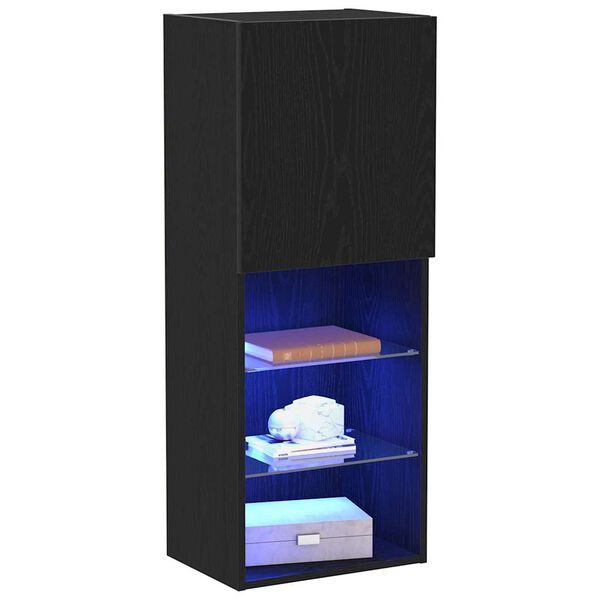 vidaXL Sjónvarpsskápasett Vegghengt Svartur Eik 40,5 x 30 x 102 cm