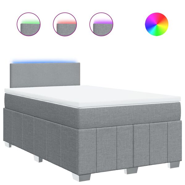 vidaXL H&oacute;lfa&eth; Springr&uacute;m Lj&oacute;sgr&aacute;tt 120x190 cm Tauefni