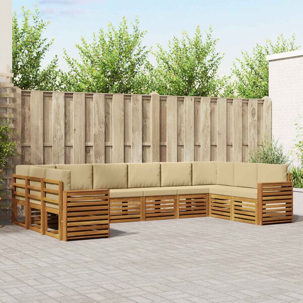 vidaXL Sofav&ouml;ruuppsettning 10 pcs N&aacute;tt&uacute;rulegt og B&eacute;ig Hrein akas&iacute;utr&eacute;