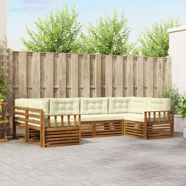 vidaXL &Uacute;ti s&oacute;fasett me&eth; p&uacute;&eth;i 6 pcs N&aacute;tt&uacute;rulegt og Krem Hrein akas&iacute;utr&eacute;