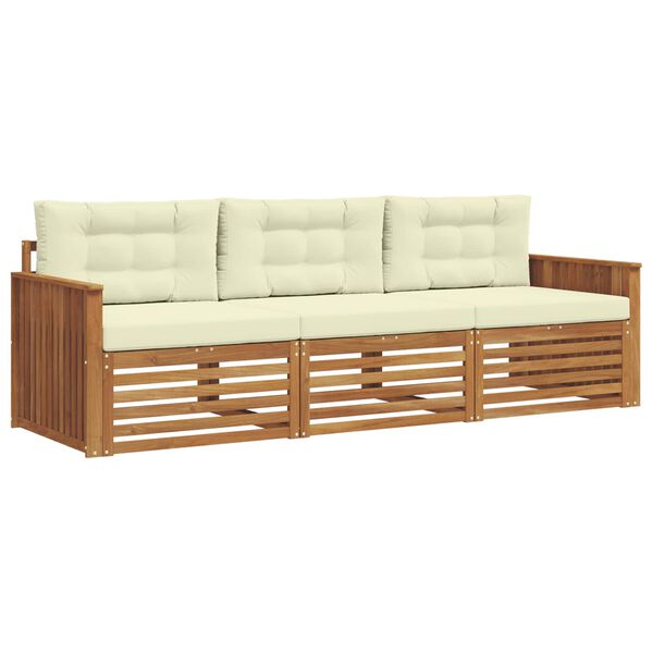 vidaXL &Uacute;ti s&oacute;fasett me&eth; p&uacute;&eth;i 3 pcs N&aacute;tt&uacute;rulegt og Krem