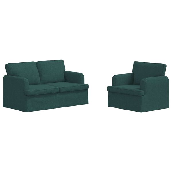 vidaXL S&oacute;fi 2 pcs D&ouml;kkgr&aelig;n 144 x 80 x 85 cm d&uacute;kur
