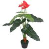 vidaXL Gerviplanta Flaming&oacute;bl&oacute;m me&eth; Bl&oacute;mapotti 90 cm Rau&eth; og Gul