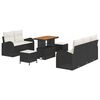 vidaXL Gar&eth;s&oacute;fa sett me&eth; p&uacute;&eth;i 8 pcs Svartur p&oacute;l&yacute;rattan