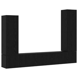 vidaXL Sj&oacute;nvarpssk&aacute;pasett Vegghengt 4 pcs Svartur Eik Samsettur vi&eth;ur