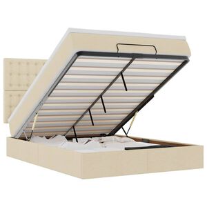 vidaXL Ottoman r&uacute;m me&eth; d&yacute;nu & LED krem 140x190 cm Efni