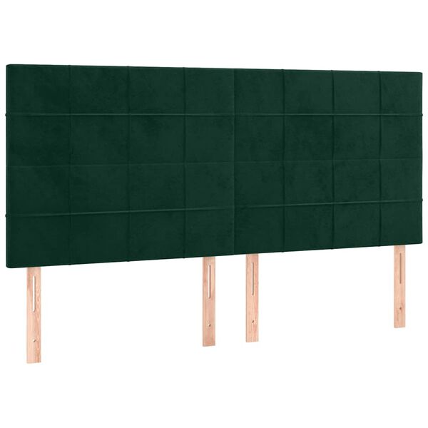 vidaXL H&ouml;fu&eth;gafl d&ouml;kkgr&aelig;nn 180x5x118/128 cm flauel