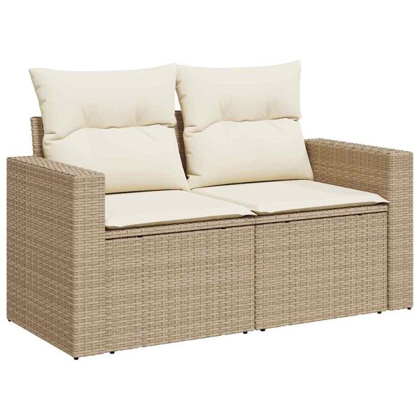 vidaXL Gar&eth;s&oacute;fa sett me&eth; p&uacute;&eth;i 13 pcs Beige og krem p&oacute;l&yacute;rattan