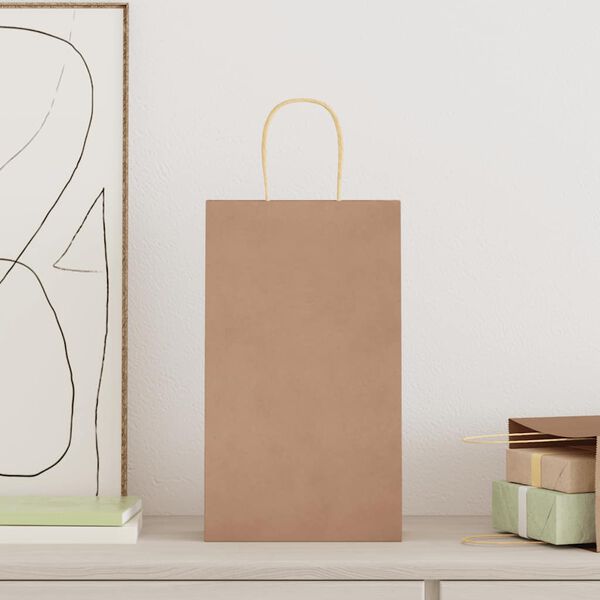 vidaXL Papp&iacute;rspokar 250 stk me&eth; Handf&ouml;ngum Br&uacute;nir 21x11x36 cm