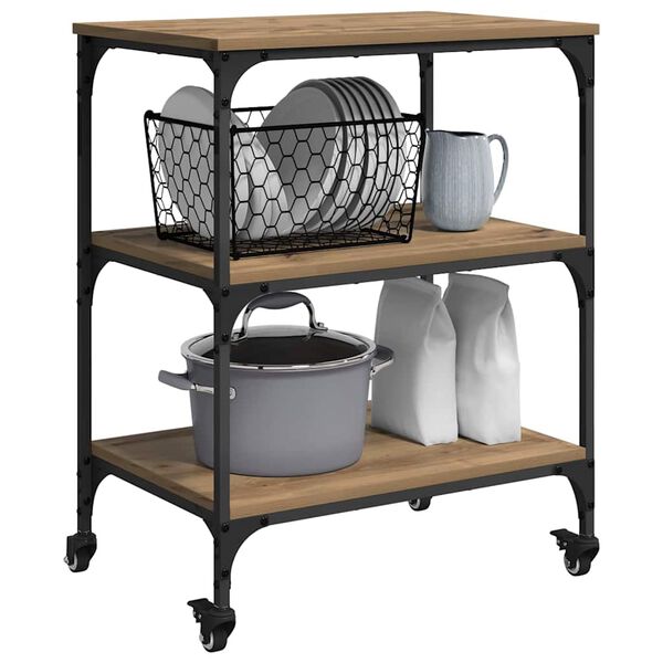 vidaXL Eldh&uacute;svagn Artisan Eik 60 x 41 x 76 cm Samsettur vi&eth;ur