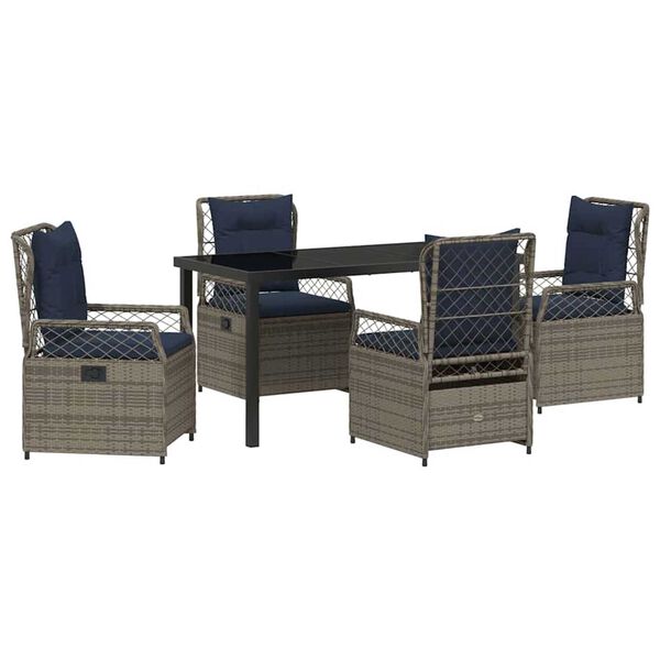 vidaXL Garður borðsett 5 pcs Grár pólýrattan