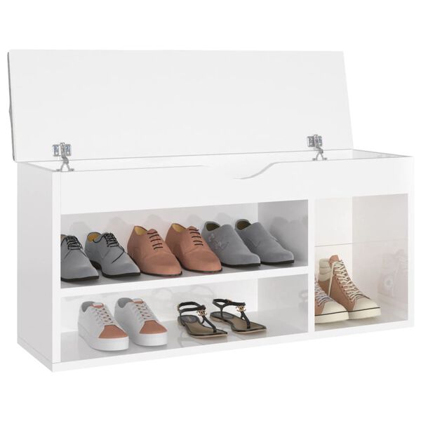 vidaXL Sk&oacute;bekkur me&eth; Sessu H&aacute;glans Hv&iacute;tt 104x30x49 cm Samsettur Vi&eth;ur