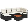 vidaXL Gar&eth;s&oacute;fa sett me&eth; p&uacute;&eth;i 7 pcs Svartur p&oacute;l&yacute;rattan