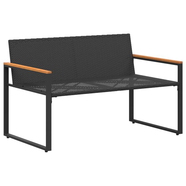 vidaXL Bekkur me&eth; p&uacute;&eth;i Svart og T&uacute;rk&iacute;s 115 x 65 x 72 cm Rattan