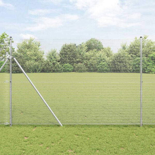 vidaXL Gir&eth;ingarp&oacute;stur Silfur 25 x 1,5 m (12 x 12 mm net) St&aacute;l