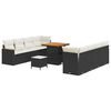 vidaXL Gar&eth;s&oacute;fa sett 11 pcs Svartur p&oacute;l&yacute;rattan