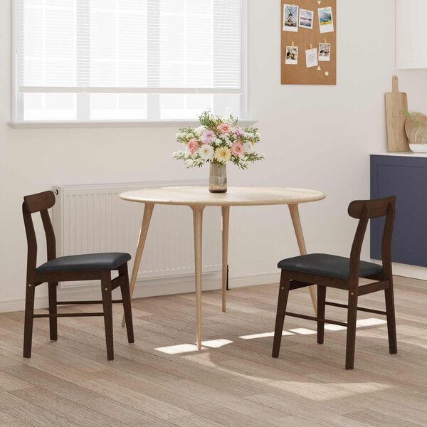 vidaXL Bor&eth;st&oacute;ll 2 pcs D&ouml;kk br&uacute;nn og svartur Solid Gummi Wood