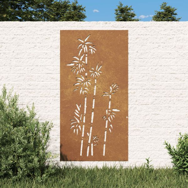 vidaXL Veggskreyting í Garðinn 105x55 cm Corten Stál Bambushönnun