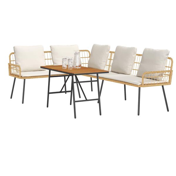 vidaXL Garðsófa sett 2 pcs Drapplitaður pólýrattan