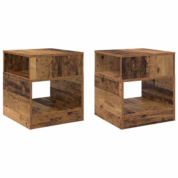 vidaXL Endabor&eth; 2 pcs Gamalt timbur 40,5 x 40 x 45 cm Samsettur vi&eth;ur