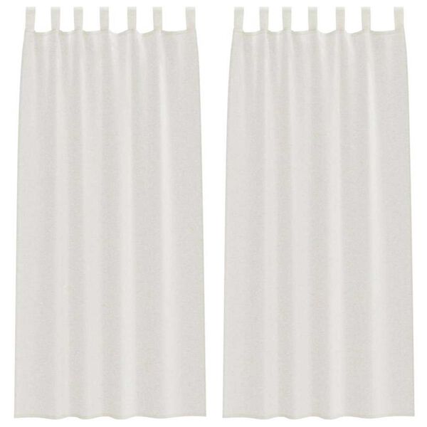 vidaXL Voile gardína 2 pcs Rjómalitur 260 x 140 cm Pólýester
