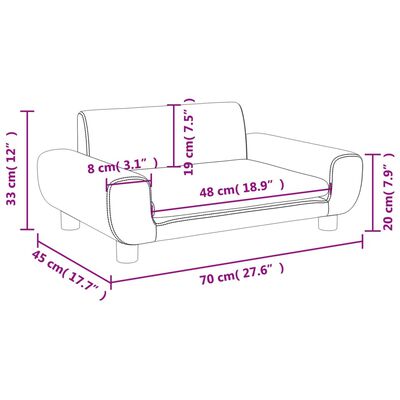 vidaXL Barnasófi Svartur 70x45x33 cm Efni