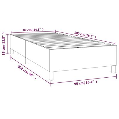 vidaXL Rúmgrind 90x200 cm Grátt Gervileður