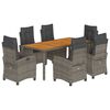 vidaXL 7 Parta Gar&eth;h&uacute;sgagnasett me&eth; Sessum Gr&aacute;tt P&oacute;l&yacute;rattan