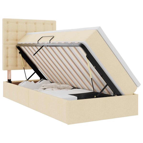 vidaXL R&uacute;m me&eth; geymslur&yacute;mi og LED me&eth; d&yacute;nu Krem 100 x 200 cm P&oacute;l&yacute;ester